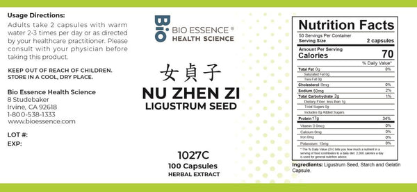 Bio Essence Health Science, Nu Zhen Zi, Ligustrum Seed, 5:1 Extract Capsules, 100 Capsules