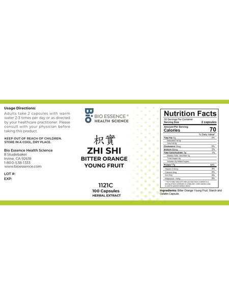 Bio Essence Health Science, Zhi Shi, Bitter Orange Young Fruit, 5:1 Extract Capsules, 100 Capsules