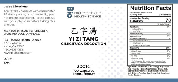 Bio Essence Health Science, Yi Zi Tang, Cimicifuga Decoction, 100 Capsules
