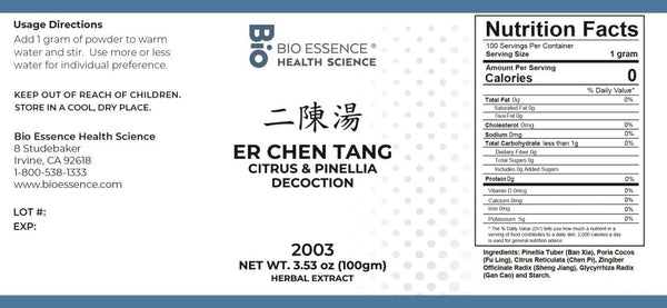 Bio Essence Health Science, Er Chen Tang, Citrus & Pinellia Decoction, Granules, 100 grams