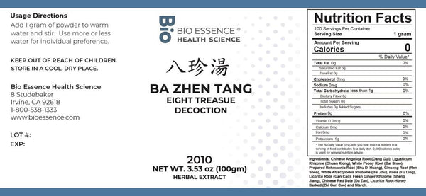 Bio Essence Health Science, Ba Zhen Tang, Eight Treasure Decoction, Granules, 100 grams