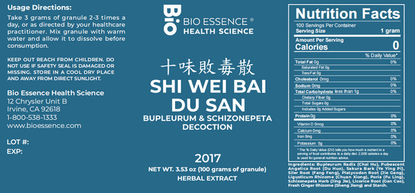 Bio Essence Health Science, Shi Wei Bai Du San, Bupleurum & Schizonepeta Decoction, Granules, 100 grams