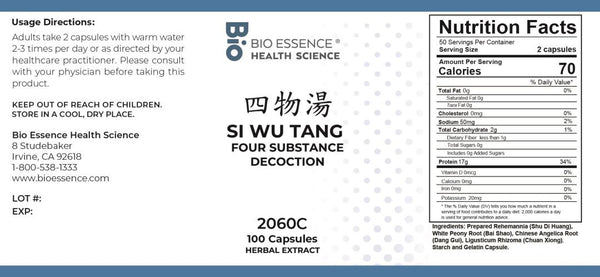 Bio Essence Health Science, Si Wu Tang, Four Substance Decoction, 100 Capsules
