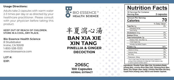 Bio Essence Health Science, Ban Xia Xie Xin Tang, Pinellia & Ginger Decoction, 100 Capsules