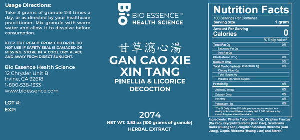 Bio Essence Health Science, Gan Cao Xie Xin Tang, Pinellia & Licorice Decoction, Granules, 100 grams