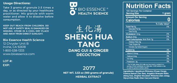 Bio Essence Health Science, Sheng Hua Tang, Dang Gui & Ginseng Decoction, Granules, 100 grams