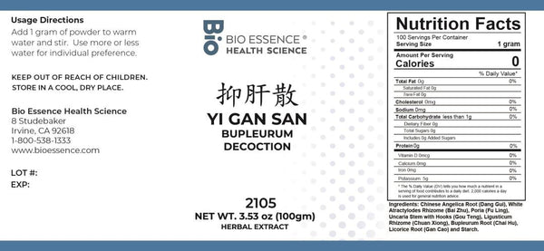 Bio Essence Health Science, Yi Gan San, Bupleurum Decoction, Granules, 100 grams