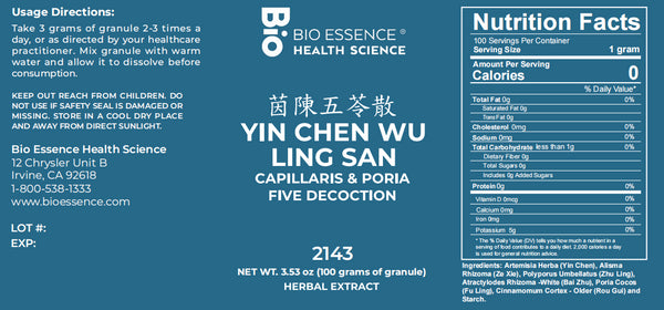 Bio Essence Health Science, Yin Chen Wu Ling San, Capillaris & Poria Five Deco, Granules, 100 grams