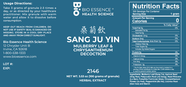 Bio Essence Health Science, Sang Ju Yin, Mulberry Leaf & Chrysanthemum Decoction, Granules, 100 grams