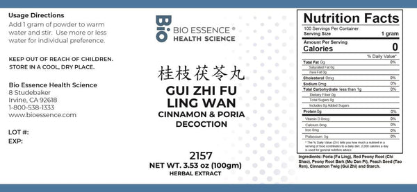 Bio Essence Health Science, Gui Zhi Fu Ling Wan, Cinnamon & Poria Decoction, Granules, 100 grams