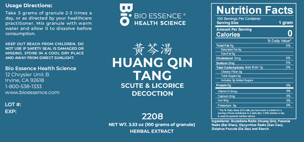 Bio Essence Health Science, Huang Qin Tang, Scute & Licorice Decoction, Granules, 100 grams