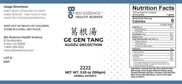 Bio Essence Health Science, Ge Gen Tang, Kudzu Decoction, Granules, 100 grams