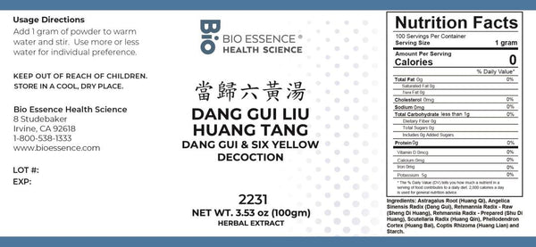 Bio Essence Health Science, Dang Gui Liu Huang Tang, Dang Gui & Six Yellow Decoction, Granules, 100 grams