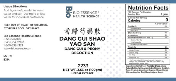 Bio Essence Health Science, Dang Gui Shao Yao San, Dang Gui & Peony Decoction, Granules, 100 grams