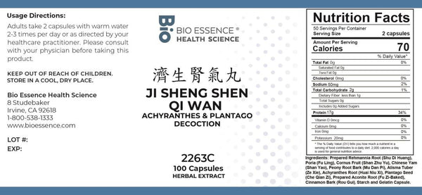 Bio Essence Health Science, Ji Sheng Shen Qi Wan, Achyranthes & Plantago Decoction, 100 Capsules