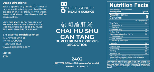 Bio Essence Health Science, Chai Hu Shu Gan Tang, Bupleurum & Cyperus Decoction, Granules, 100 grams