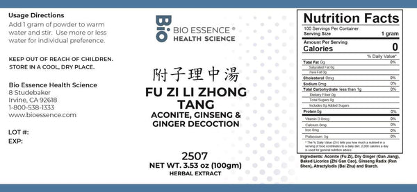 Bio Essence Health Science, Fu Zi Li Zhong Tang, Aconite,Ginseng & Ginger Decoction, Granules, 100 grams