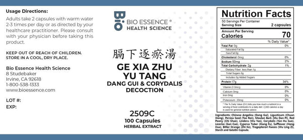 Bio Essence Health Science, Ge Xia Zhu Yu Tang, Dang Gui & Corydalis Decoction, 100 Capsules