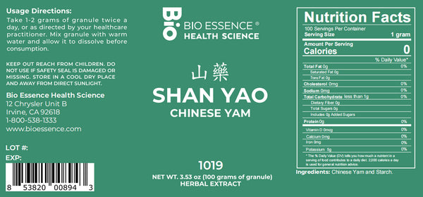 Bio Essence Health Science, Shan Yao, Chinese Yam, 5:1 Extract Granules, 100 grams