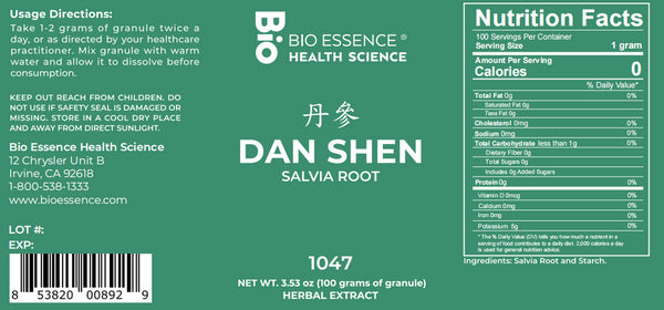 Bio Essence Health Science, Dan Shen, Chinese Salvia, 5:1 Extract Granules, 100 grams