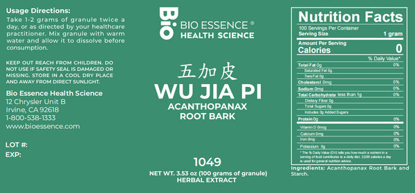 Bio Essence Health Science, Wu Jia Pi, Acanthopanax Bark, 5:1 Extract Granules, 100 grams