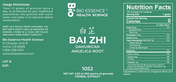 Bio Essence Health Science, Bai Zhi, Angelica Root, 5:1 Extract Granules, 100 grams