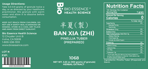 Bio Essence Health Science, Ban Xia (Zhi), Pinellia (Prepared), 5:1 Extract Granules, 100 grams