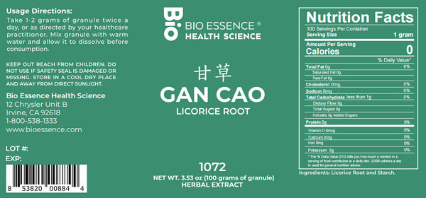 Bio Essence Health Science, Gan Cao, Chinese Licorice, 5:1 Extract Granules, 100 grams