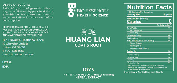 Bio Essence Health Science, Huang Lian, Coptidis, 5:1 Extract Granules, 100 grams