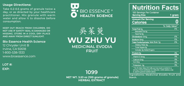 Bio Essence Health Science, Wu Zhu Yu, Evodia Fruit, 5:1 Extract Granules, 100 grams