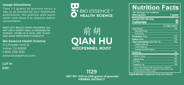 Bio Essence Health Science, Qian Hu, Hogfennel Root, 5:1 Extract Granules, 100 grams