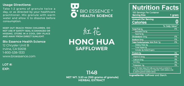 Bio Essence Health Science, Hong Hua, Safflower, 5:1 Extract Granules, 100 grams