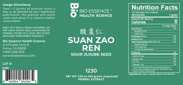 Bio Essence Health Science, Suan Zao Ren, Sour Jujube Seed, 5:1 Extract Granules, 100 grams