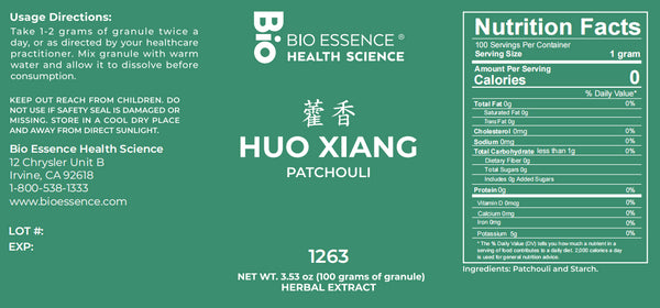 Bio Essence Health Science, Huo Xiang, Agastache, 5:1 Extract Granules, 100 grams