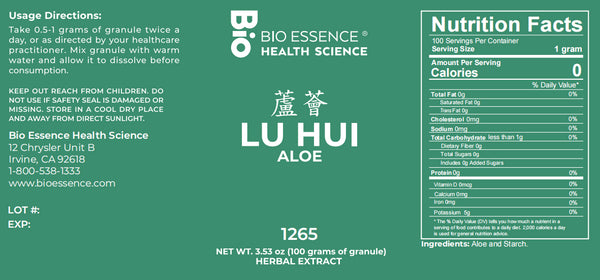 Bio Essence Health Science, Lu Hui, Aloe, 5:1 Extract Granules, 100 grams