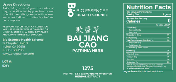 Bio Essence Health Science, Bai Jiang Cao, Patrinia Herb, 5:1 Extract Granules, 100 grams