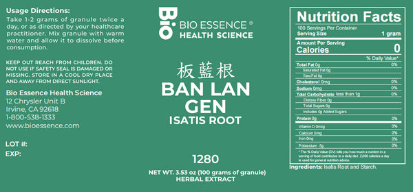 Bio Essence Health Science, Ban Lan Gen, Isatis Root, 5:1 Extract Granules, 100 grams