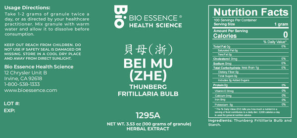 Bio Essence Health Science, Bei Mu (Zhe), Thunberg Fritillary Bulb, 5:1 Extract Granules, 100 grams