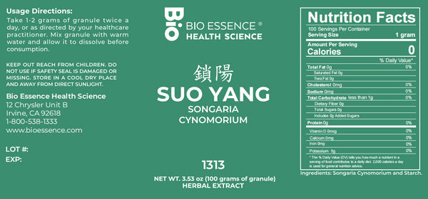 Bio Essence Health Science, Suo Yang, Cynomorium Stem, 5:1 Extract Granules, 100 grams