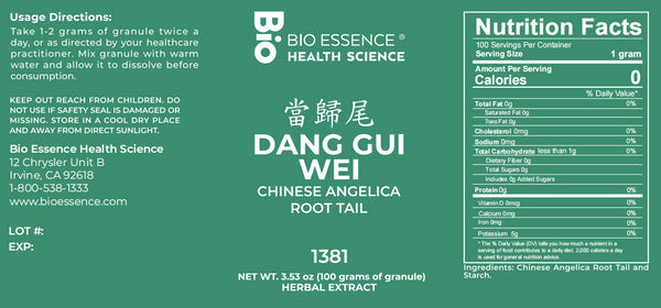 Bio Essence Health Science, Dang Gui Wei, Angelica Root Tail, 5:1 Extract Granules, 100 grams