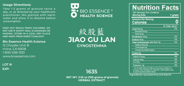 Bio Essence Health Science, Jiao Gu Lan, Five Leaf Gynostemma, 5:1 Extract Granules, 100 grams