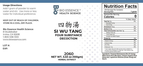 Bio Essence Health Science, Si Wu Tang, Four Substance Decoction, Granules, 100 grams