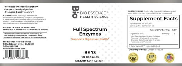 Bio Essence Health Science, Full Spectrum Enzymes, 90 Veggie Capsules