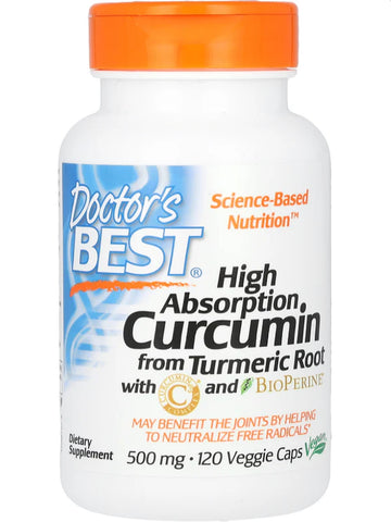 Doctors Best, High Absorption Curcumin, 500mg, 120 Veggie Capsules