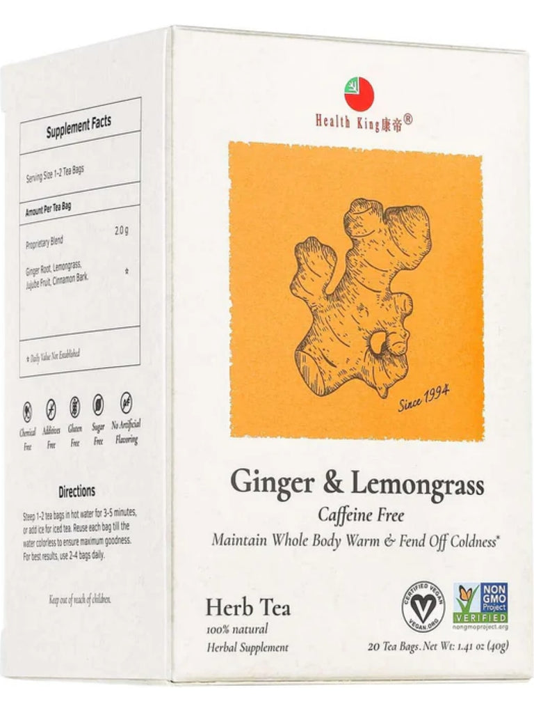 Health King, Ginger & Lemongrass Tea, 20 tea bags