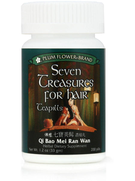 Seven Treasures For Beautiful Hair Formula, Qi Bao Mei Ran Dan, 200 ct, Plum Flower