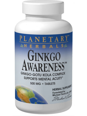 Planetary Herbals, Ginkgo Awareness™ 500 mg, 30 Tablets