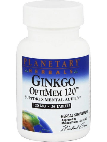 Planetary Herbals, Ginkgo OptiMem 120™ 120 mg, 30 Tablets