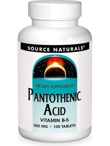 Source Naturals, Pantothenic Acid Vitamin B-5 500 mg, 100 tablets