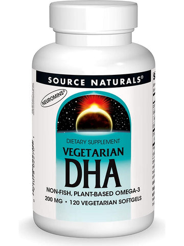 Source Naturals, Vegetarian DHA Non-Fish, Plant-Based Omega-3 200 mg, 120 vegetarian softgels